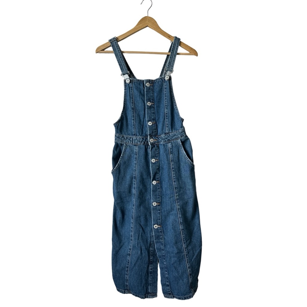 Zara Trafaluc Denim Overall Dress Buttondown Size Small/26 Knee length